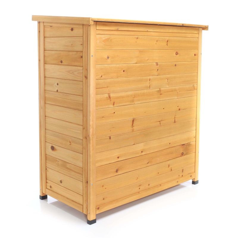 Puutarhakaappi kuusipuuta, ruskea, 870 x 465 x 916 mm, pulpettikatto