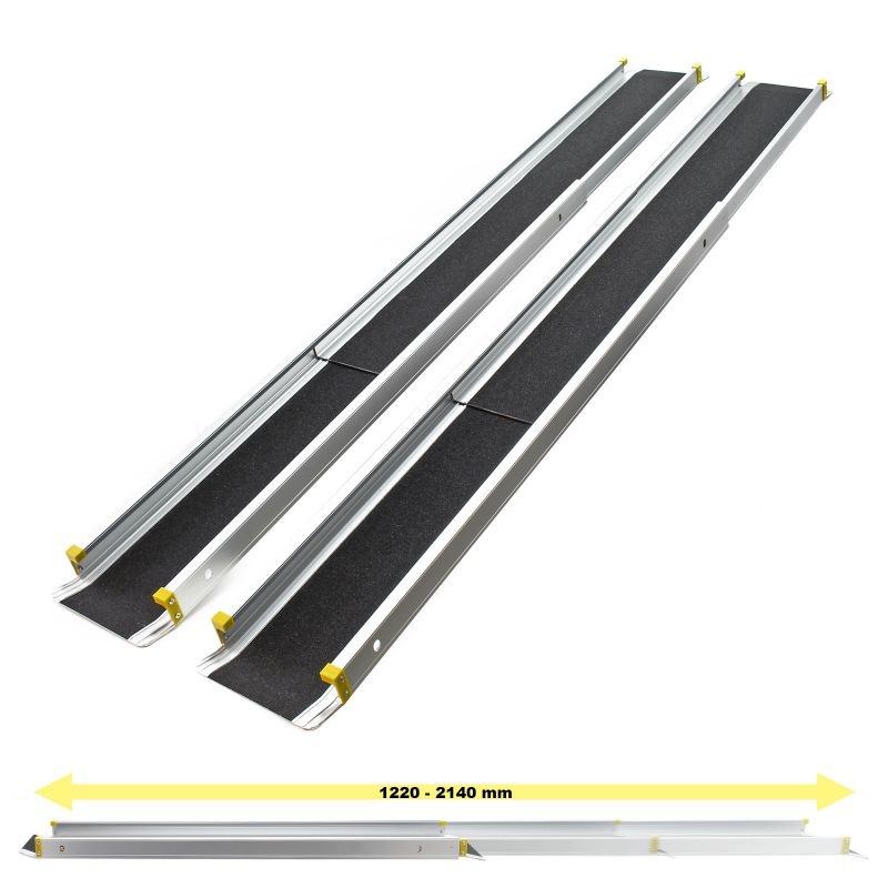 Alumiininen teleskooppiramppisetti 2 kpl, 270 kg, 121,5–213,5 cm, musta