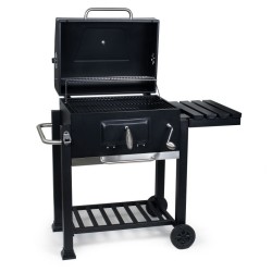 Hiiligrilli musta teräs kansi lämpömittari säädettävä hiilikorkeus hiililuukku 1190 x 475 x 1065 mm