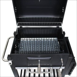 Hiiligrilli musta, teräs, kansi, lämpömittari, säädettävä hiilikorkeus, hiililuukku, 1190 x 475 x 1065 mm