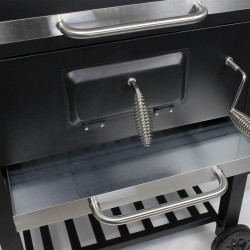 Hiiligrilli musta, teräs, kansi, lämpömittari, säädettävä hiilikorkeus, hiililuukku, 1190 x 475 x 1065 mm