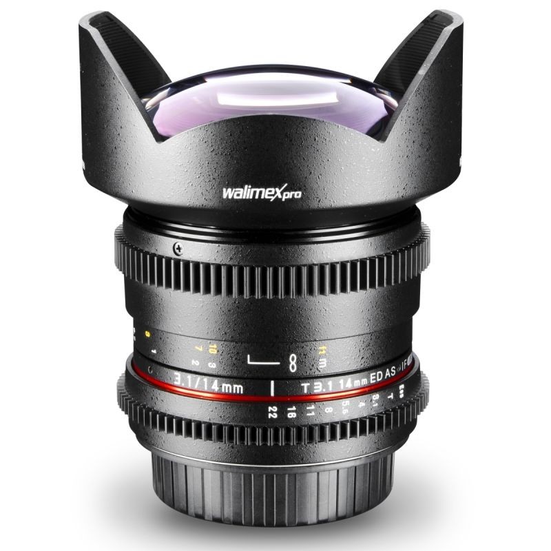 Walimex Pro 14 mm 1:3,1 VDSLR laajakulmaobjektiivi valokuvaus- ja videokuvaukseen Nikon F, musta