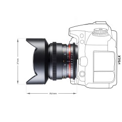 Walimex Pro 14 mm 1:3,1 VDSLR laajakulmaobjektiivi valokuvaus- ja videokuvaukseen Nikon F, musta