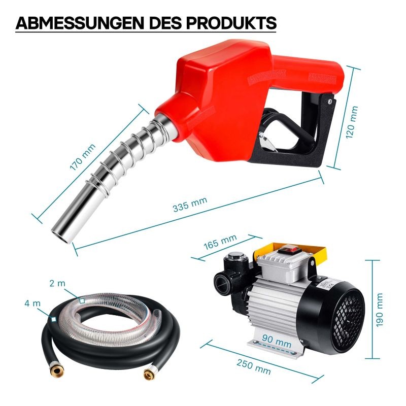 Diesel- ja lämmitysöljypumppu 230V 550W 60 l/min, itseimevä, automaattinen pistoli