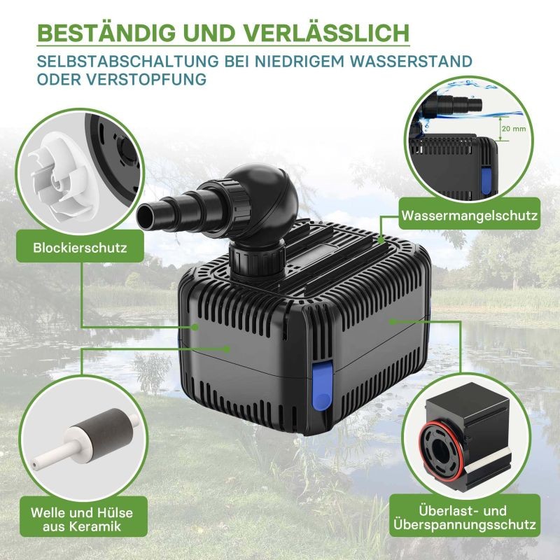 SunSun CDF-8000 lampupumppu 8000 l/h, 65 W, 24V DC, kuivakäynti- ja lukitussuojalla