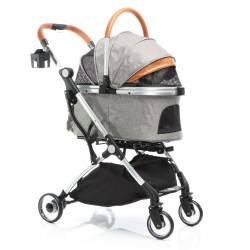 Fudajo 2in1 koiravaunut harmaa alumiini irrotettava kuljetuskori max 15 kg