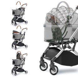Fudajo 2in1-koiravaunut, harmaa, alumiini, irrotettava kuljetuskori, max 15 kg