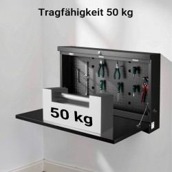 Taitettava seinätyöpöytä 91,2 x 69 x 61 cm, musta, lukittava, työkaluseinällä, max 50 kg