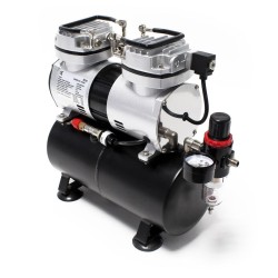 Airbrush-kompressori AS196, 2 sylinteriä, 3 l, 6 bar, modellinrakennukseen, tatuointeihin ja kynsitaiteeseen