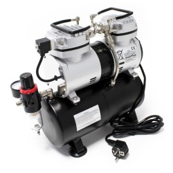 Airbrush-kompressori AS196, 2 sylinteriä, 3 l, 6 bar, modellinrakennukseen, tatuointeihin ja kynsitaiteeseen