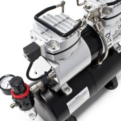 Airbrush-kompressori AS196, 2 sylinteriä, 3 l, 6 bar, modellinrakennukseen, tatuointeihin ja kynsitaiteeseen