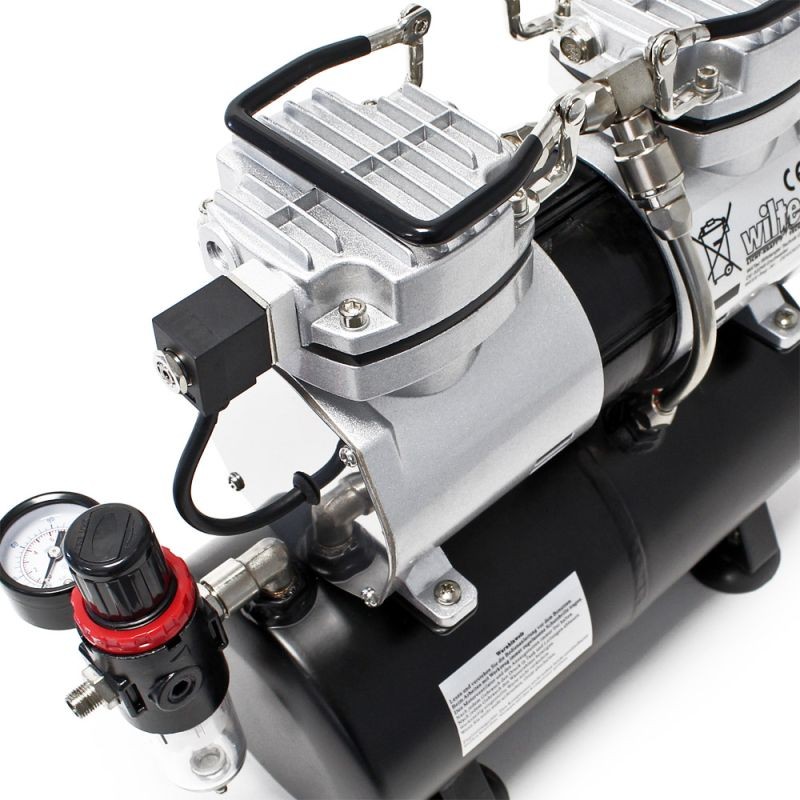 Airbrush-kompressori AS196, 2 sylinteriä, 3 l, 6 bar, modellinrakennukseen, tatuointeihin ja kynsitaiteeseen