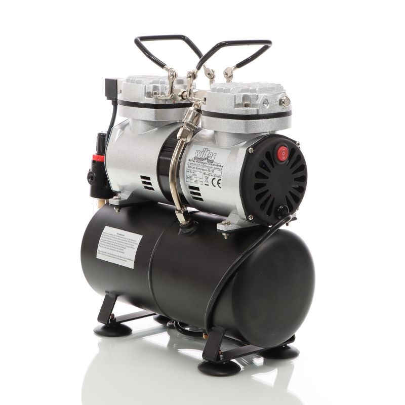 Airbrush-kompressori AS196, 2 sylinteriä, 3 l, 6 bar, modellinrakennukseen, tatuointeihin ja kynsitaiteeseen
