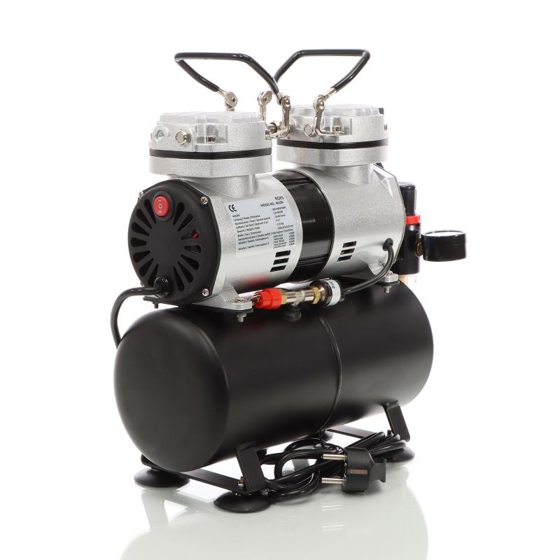 Airbrush-kompressori AS196, 2 sylinteriä, 3 l, 6 bar, modellinrakennukseen, tatuointeihin ja kynsitaiteeseen