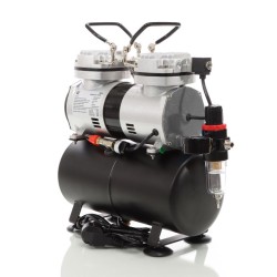Airbrush-kompressori AS196, 2 sylinteriä, 3 l, 6 bar, modellinrakennukseen, tatuointeihin ja kynsitaiteeseen