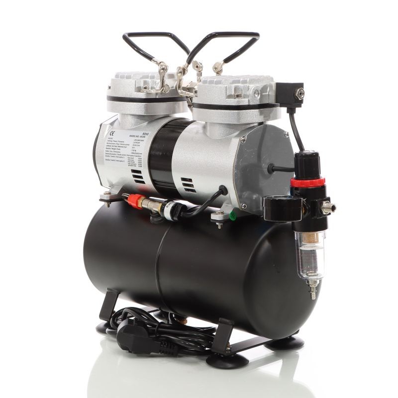 Airbrush-kompressori AS196, 2 sylinteriä, 3 l, 6 bar, modellinrakennukseen, tatuointeihin ja kynsitaiteeseen