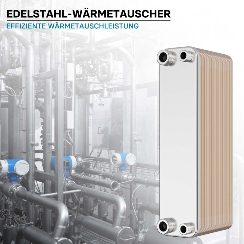 Levy-lämmönvaihdin, ruostumaton teräs, 50 kpl, max. 210 kW, 4 m³/h, 2,00 l