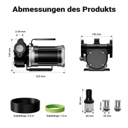 Polttoainepumppu 12 V, 180 W, 57 l/min, diesel ja bensiini, 3200 k/min