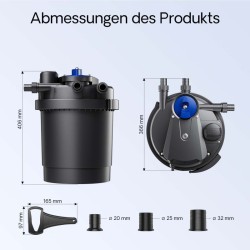 SunSun CPA-2500 painesuodatin 6000 l/h, 11 W UVC-selkeytin, 6000 l lampiin