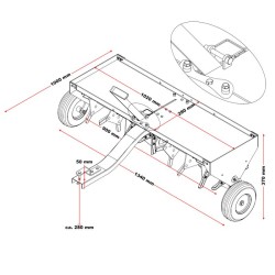 Nurmikon ilmastin 90 cm, työsyvyys 7,6 cm, teräksinen, kytkimellä, nurmikkelitraktorille ja ATV:lle