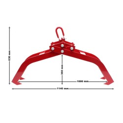 Puunsiirtopihti 850 mm, 1500 kg vetovoima, 4 tartuntapiikkiä, punainen