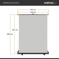 Walimex pro Rullattava taustajärjestelmä harmaa 155 x 200 cm, kuljetuslaatikolla