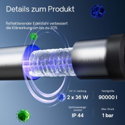 SunSun CUV-772 UVC-puhdistin lampiin 8000 l/h, 72 W