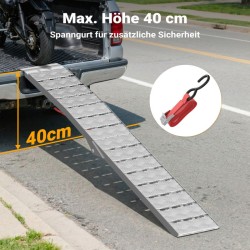 Alumiininen ajoramppi 227 cm 680 kg, taitettava, moottoripyörille, mönkijöille ja ATV:lle