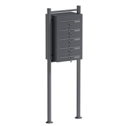 Postilaatikkojärjestelmä 5 lokeroa, antrasiitti, 556 x 270 x 1500 mm, jalustalla