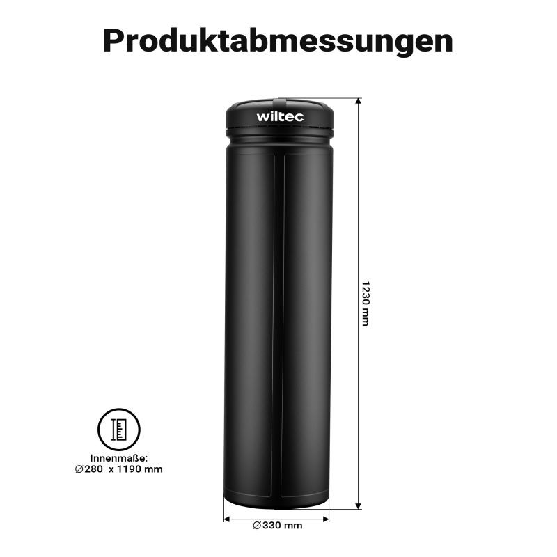 Vedenpitävä ja korroosionkestävä putkikotelo, musta, polypropyleeni, 1230 x 330 x 330 mm