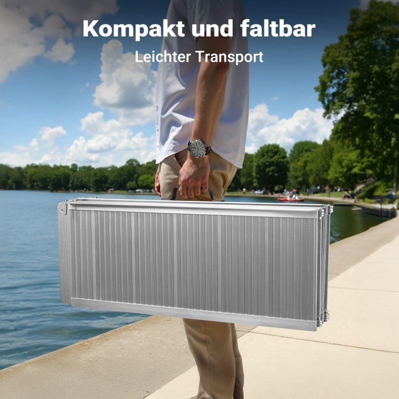 Siirrettävä pyörätuoliramppi, alumiini, kaksinkertaisesti taitettava, 122 cm, 270 kg