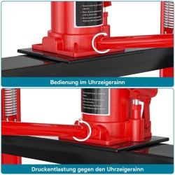 Hydraulinen prässi 12 t, 410 mm, teräsrunko, max. nostokorkeus 680 mm