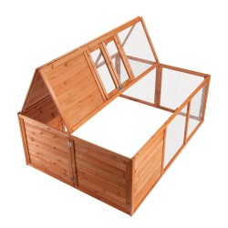 Taitettava pieneläinten ulkohaussi, kuusipuu, 153 x 110 x 55 cm, ruskea