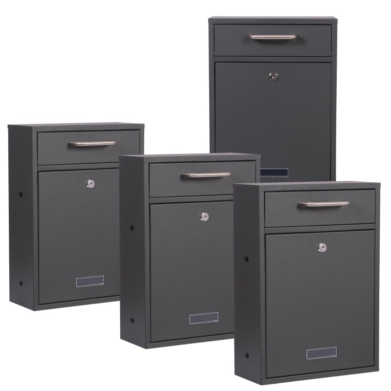 Postilaatikkosetti V52 2x2, antrasiitti, sinkitty teräs, lukittava seinäpostilaatikko, 4 kpl