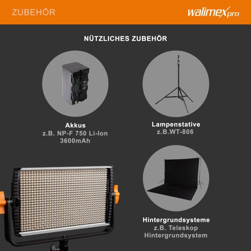 Walimex pro Niova 900 Plus Bi Color LED-paneelivalaisin, 54 W, kaukosäätimellä