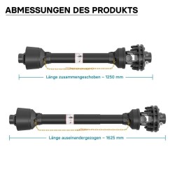 Voimansiirtokardaani T4 1250-1375 mm 460 Nm 540 rpm 35 mm pyöreä 34,9 mm 6 hammasta