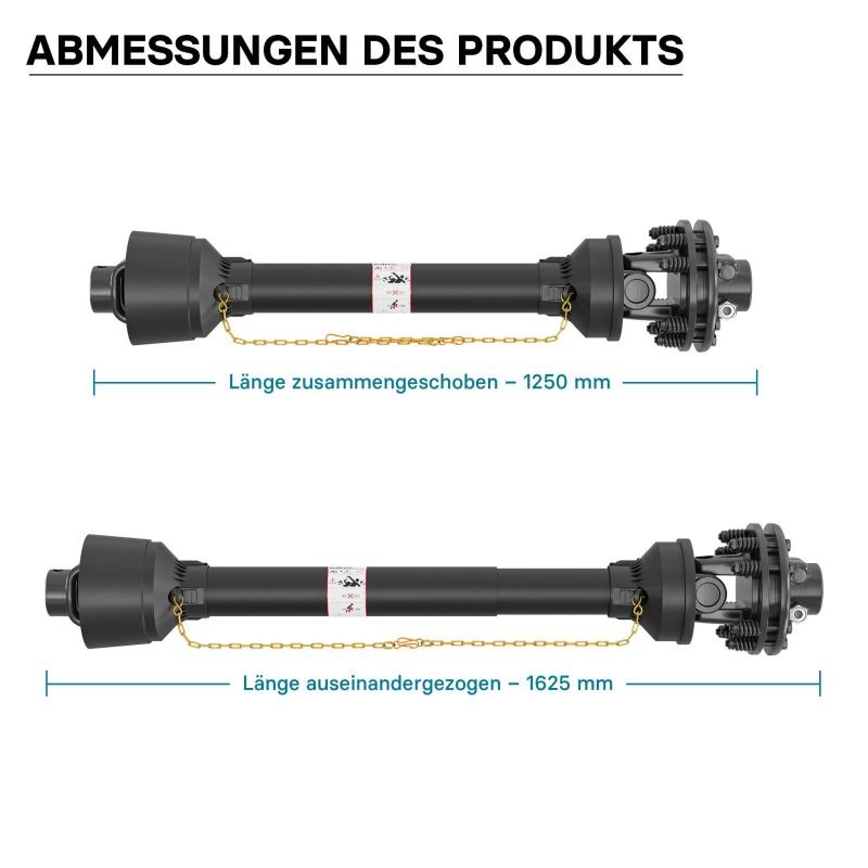 Voimansiirtokardaani T4 1250-1375 mm 460 Nm 540 rpm 35 mm pyöreä 34,9 mm 6 hammasta