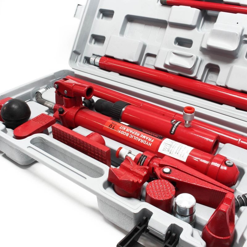 Hydraulinen korin oikaisusarja 10 t, nostin ja kattotuki, kuljetuslaatikolla