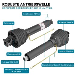 Voimansiirtokardaani T8 1000-1100 mm 1240 Nm 540 kierr/min 110 kW 150 PS 6 hammasta