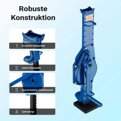 Teräsnostin 3000 kg, nostokorkeus 350 mm, rakennuskorkeus 725 mm, sininen