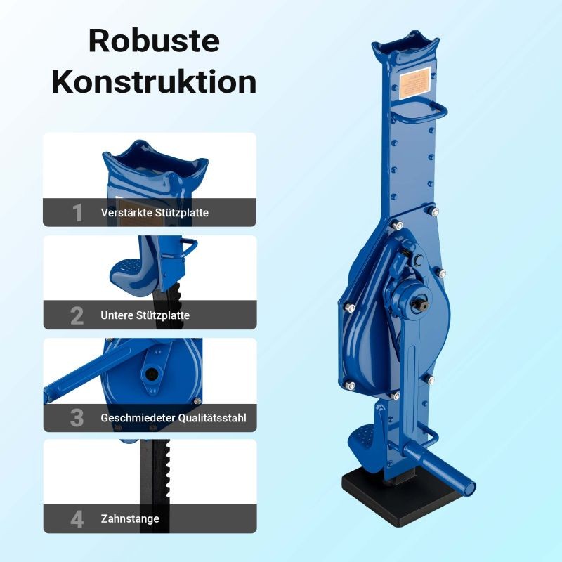 Teräsnostin 3000 kg, nostokorkeus 350 mm, rakennuskorkeus 725 mm, sininen