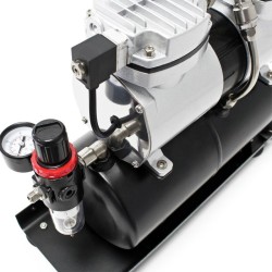 Airbrush-kompressori AS196A, öljytön, 2 sylinteriä, 3 l säiliö, 6 bar