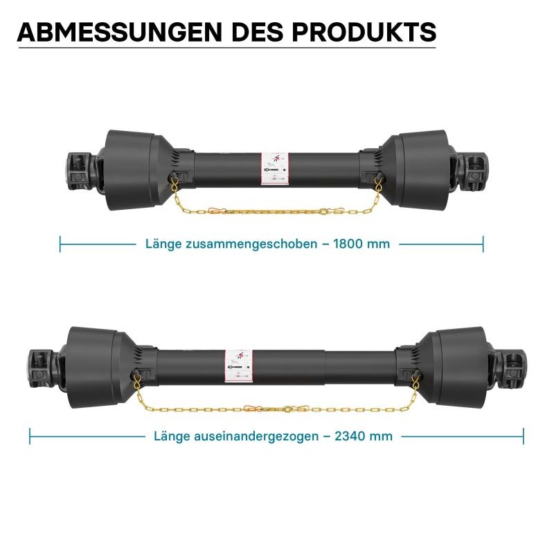 Voimansiirtokardaani T5 1800-1980 mm 620 Nm 540 rpm 54 kW 6 hammasta