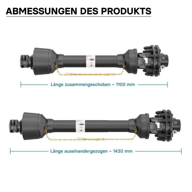 Voimansiirtokardaani T5 1100-1210 mm 620 Nm 540 rpm 54 kW 6 hammasta