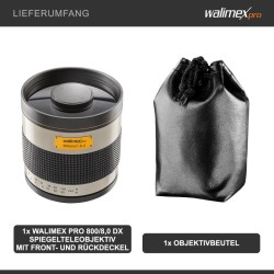 Walimex pro 800 8 0 DX peiliobjektiivi 800 mm T2 liitäntä täyskenno APS C MFT
