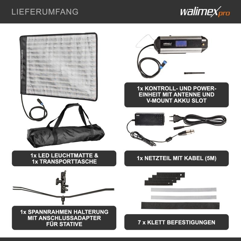 Walimex pro Flex LED 500 Bi Color LED-valomatto, 50 W, 40 x 30 cm, joustava studiovalaistus