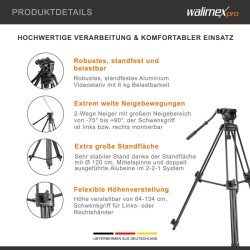 Walimex pro EI-9901 videojalka 64-134 cm, max. kantavuus 6 kg, alumiini, musta, kuljetuslaukku