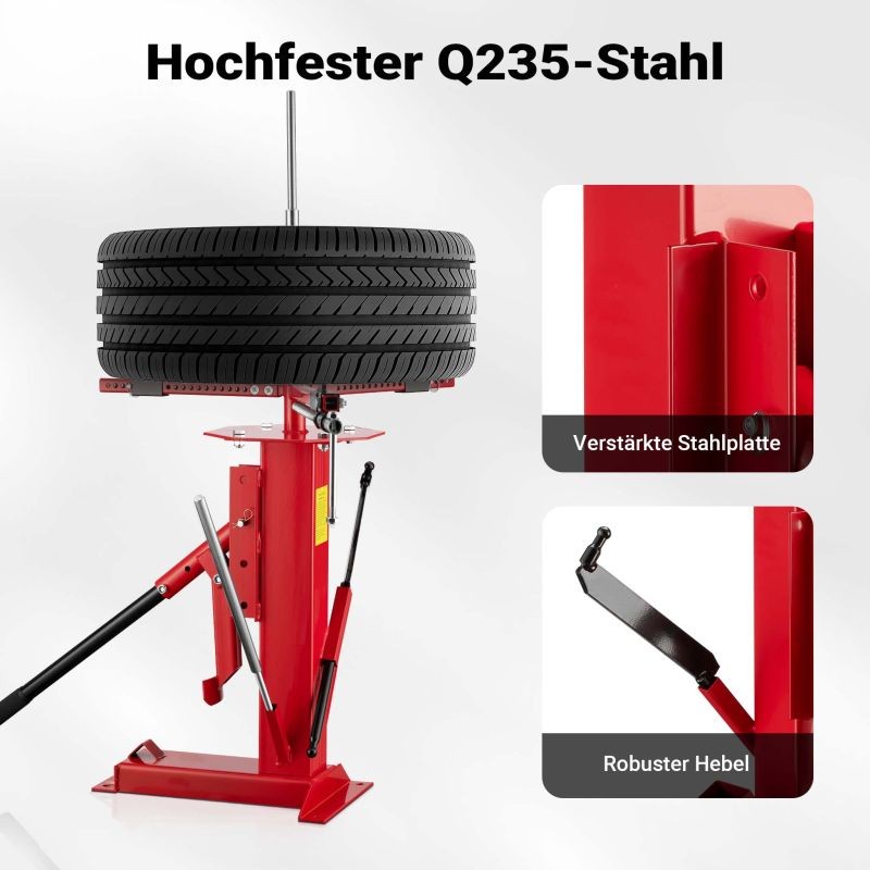 Renkaiden vaihtolaite 101,6–533,4 mm, akselien halkaisija 12–25 mm, manuaalinen, teräs