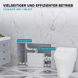 XPOtool 3/1 jätevesipumppu 450 W silppurilla, nostokorkeus 7,5 m, WC ja suihku