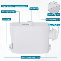 XPOtool 3/1 jätevesipumppu 450 W silppurilla, nostokorkeus 7,5 m, WC ja suihku